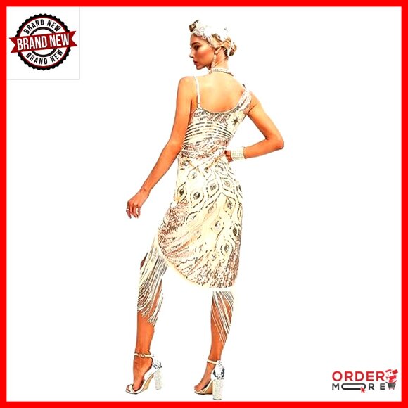 Vintage Beaded Flapper Sling Dress with Accessories Set for Cocktail Parties - Picture 2 of 7